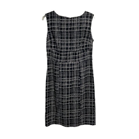 Bcbg Maxazria Womens Sheath Dress 100% Linen Plaid size M Medium black white - Picture 1 of 7